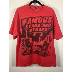 Y2K Vintage Stars And & Straps T-shirt Men's Size XL Streetwear Red Black